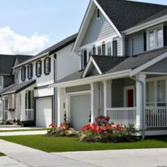 Happy neighborhood street HOA