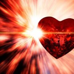 Heart shape Love symbol with Heart Shaped Disco Ball 