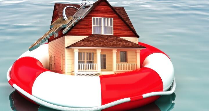 Rendering of house floating in a life preserver