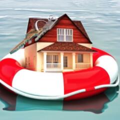 Rendering of house floating in a life preserver
