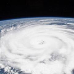 A shot from space showing a hurricane