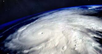 Satellite image of hurricane from space
