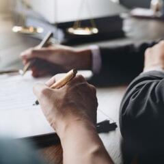 Judge gavel with Justice lawyers having team 