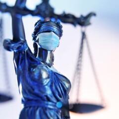Lady Justice Wearing A Protective Face Mask 