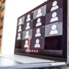 Laptop screen waiting for video conference attendees