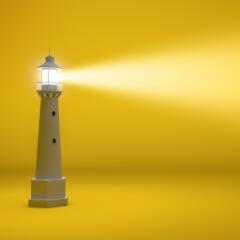 Lighthouse in yellow background