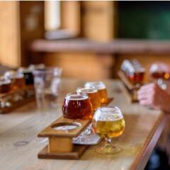 Man sampling beer at local microbrewery