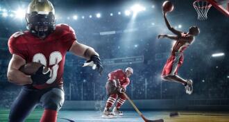 Football, hockey, and basketball players
