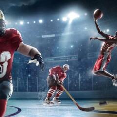 Football, hockey, and basketball players