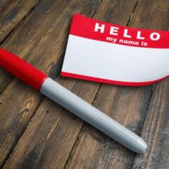 Red Nametag with red marker