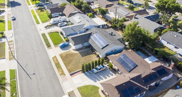 Neighborhood with Solar Panels