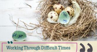 Eggs in nest with one broken eggs with countdown marks