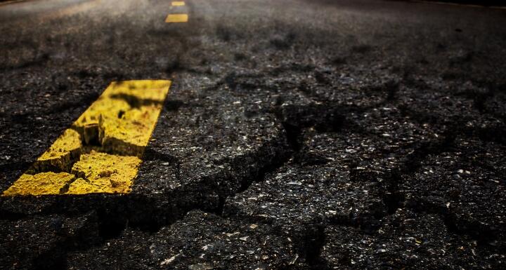 Cracked asphalt