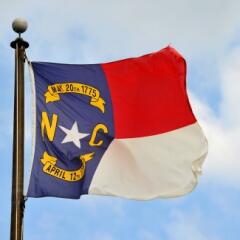 North Carolina Flag blowing in wind