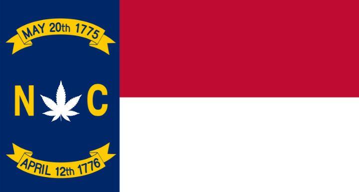 North Carolina State Flag with Cannabis Leaf Symbol
