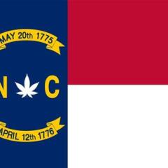 North Carolina State Flag with Cannabis Leaf Symbol