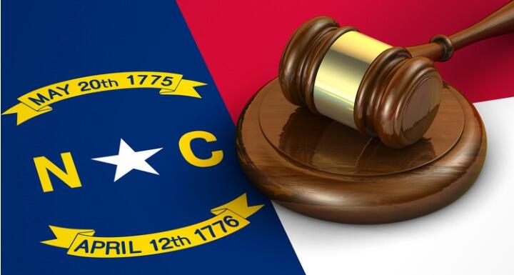 North Carolina flag with gavel