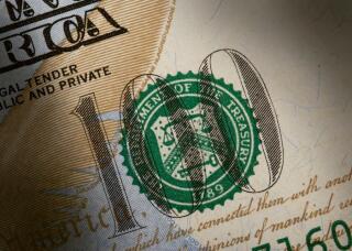 Close-up shot of a One Hundred Dollar Bill