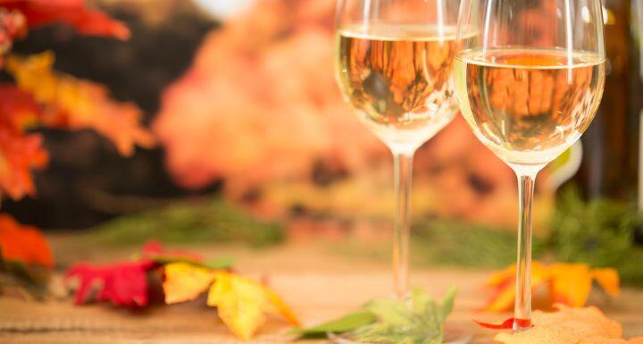 Outdoor, Autumn wine tasting event with fall leaves