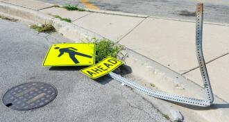 Pedestrian Crossing Ahead Sign on the Ground