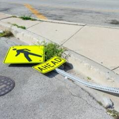 Pedestrian Crossing Ahead Sign on the Ground