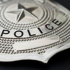 close up on a police badge