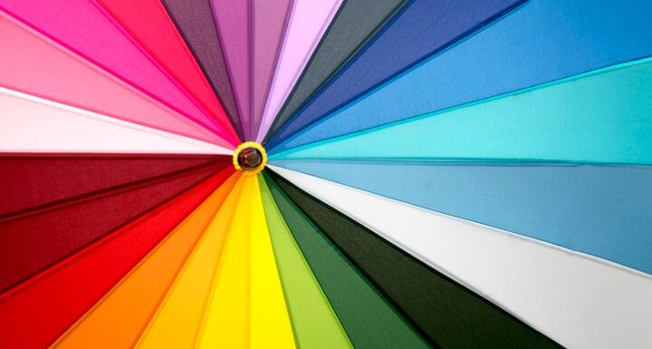 Rainbow umbrella isolated.