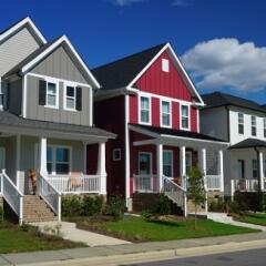 Red and Gray Row Houses in Suburbia 