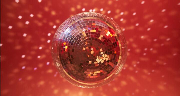 Red disco mirror ball 