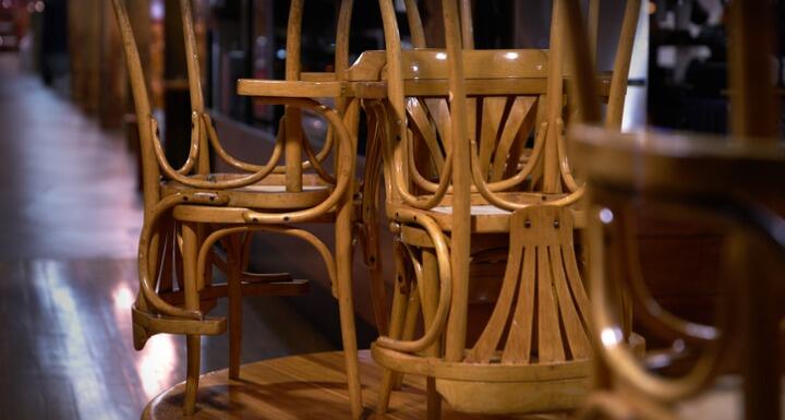 Restaurant closed with chairs on table