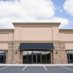 Front tan building facade of a retail store