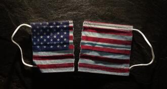 Ripped American flag facemask