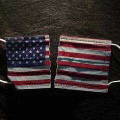 Ripped American flag facemask