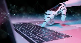 A Robotic Hand Pressing a keyboard