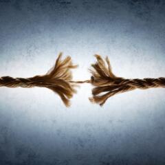 Rope frayed because of tension