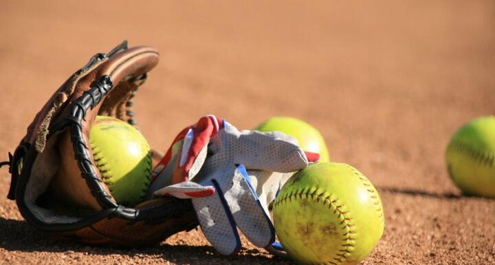 Softball Baseball balls and batters glove