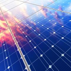 Solar panels reflecting sunlight