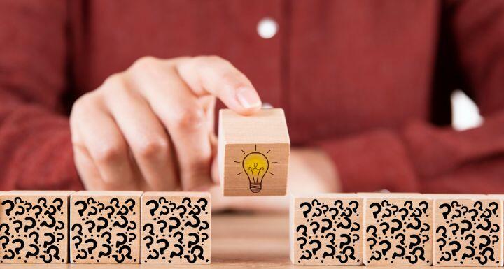 Solution concepts idea and innovation with wooden cubes