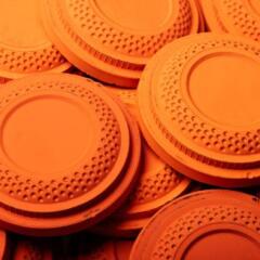 Stack of Clay shooting targets 