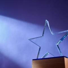 Star shaped crystal trophy
