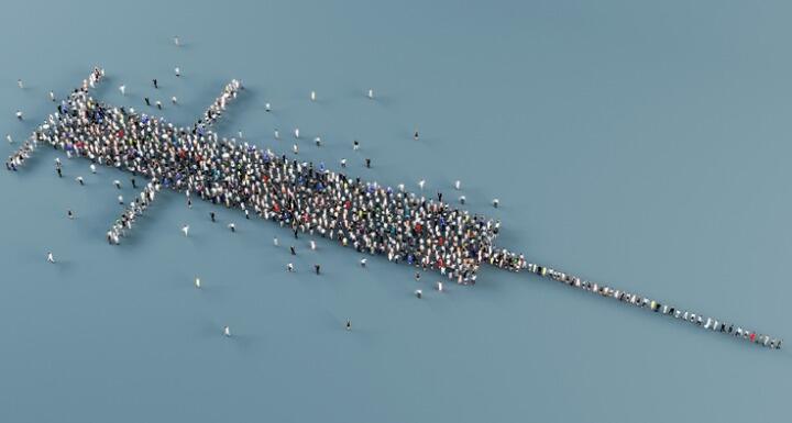 Syringe symbol made from people