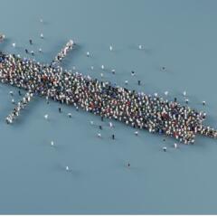 Syringe symbol made from people