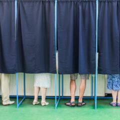 People at voting booths