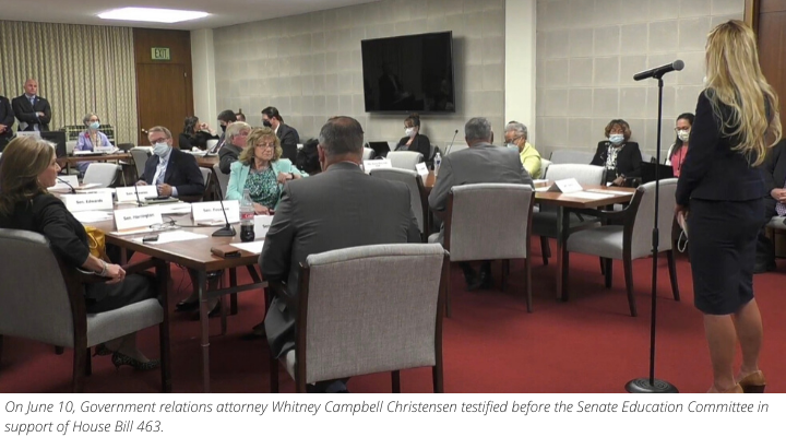 On June 10th, Whitney Campbell Christensen testified before the Senate Education Committee in support of House Bill 463. 