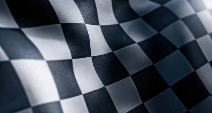 Waving Racing finish flag with checkered pattern texture 