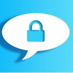 White Chat Bubble With Cut Out lock Shape Over