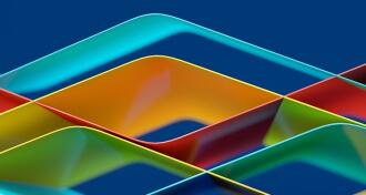 Blue yellow red and green waves intertwined