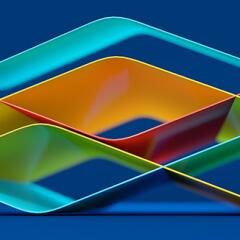 Blue yellow red and green waves intertwined