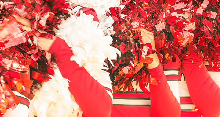 Closeup of cheerleader pompoms