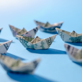 origami boats made out of money